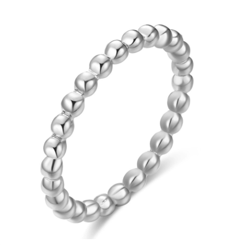 Bague Inaya en acier inoxydable argenté avec perles lisses