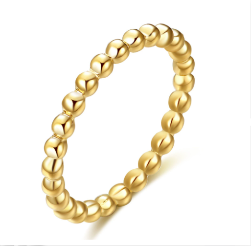 Bague Inaya en acier inoxydable doré avec perles lisses