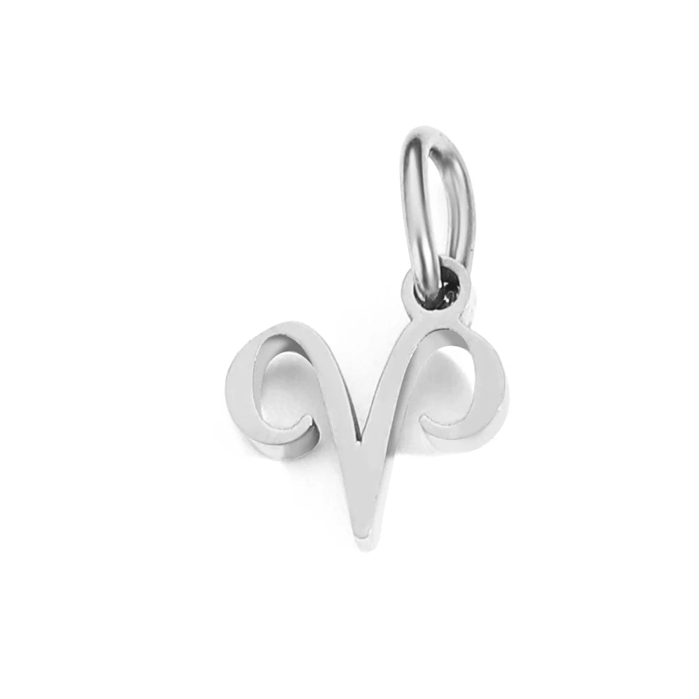 Charm signe Bélier en acier inoxydable argent – bijou horoscope personnalisable