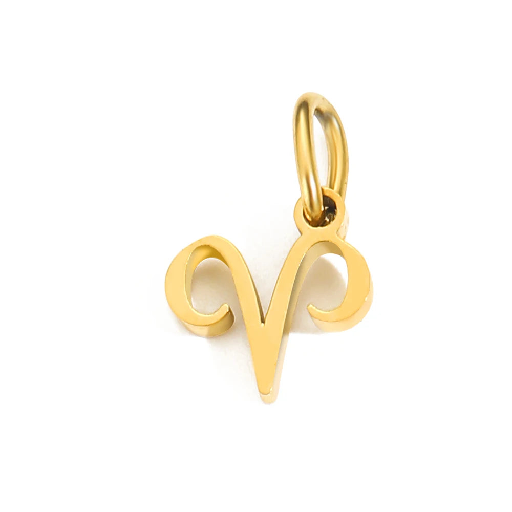 Charm signe Bélier en acier inoxydable plaqué or 14K – bijou horoscope personnalisable