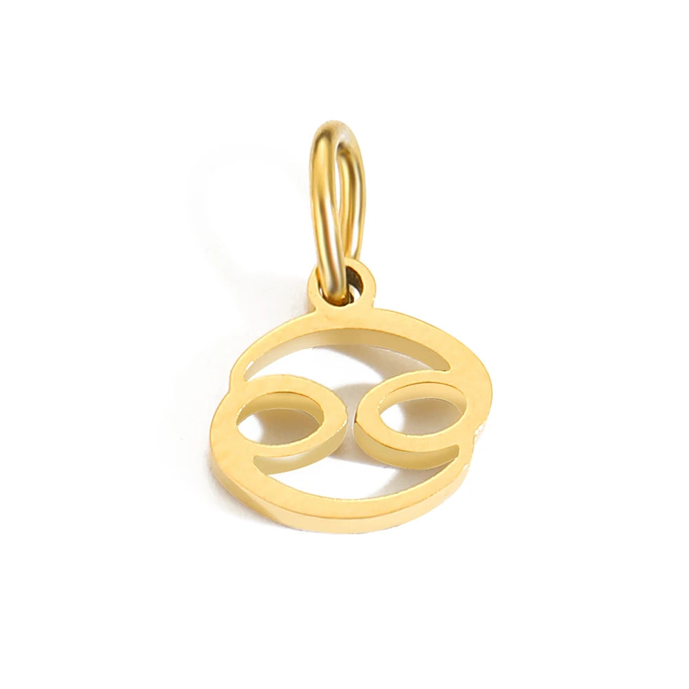 Charm signe Cancer en acier inoxydable plaqué or 14K – pendentif horoscope