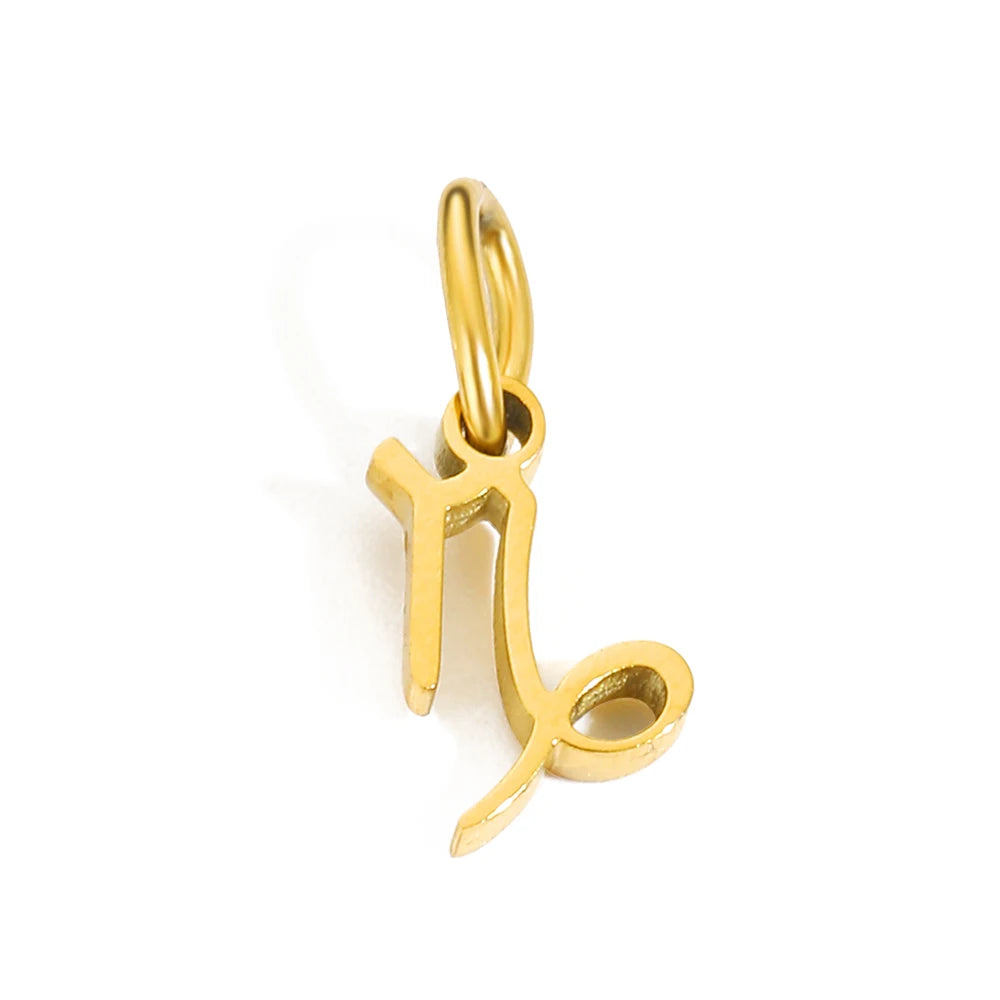 Charm signe Capricorne en acier inoxydable plaqué or 14K – pendentif horoscope raffiné