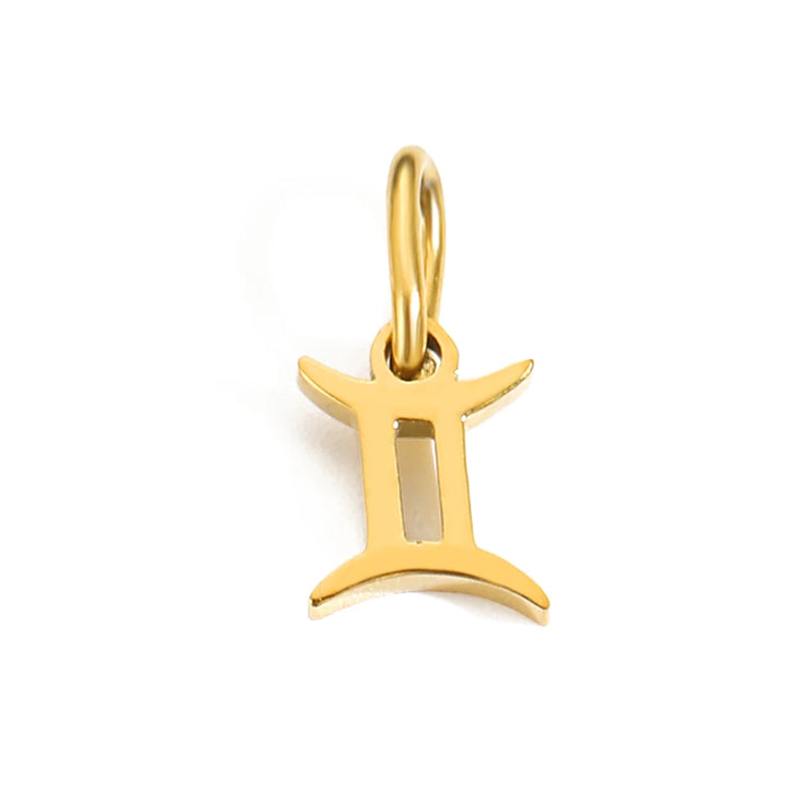 Charm signe Gémeaux en acier inoxydable plaqué or 14K – bijou zodiac élégant