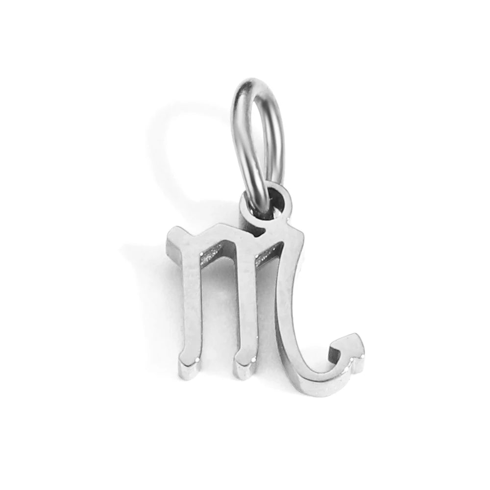 Charm signe Scorpion en acier inoxydable argent – pendentif astrologie