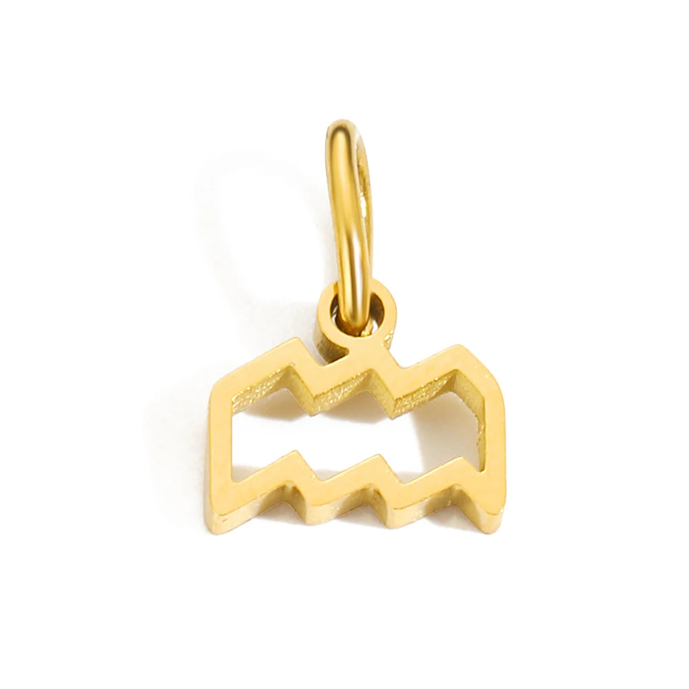 Charm signe Verseau en acier inoxydable plaqué or 14K – bijou astrologique