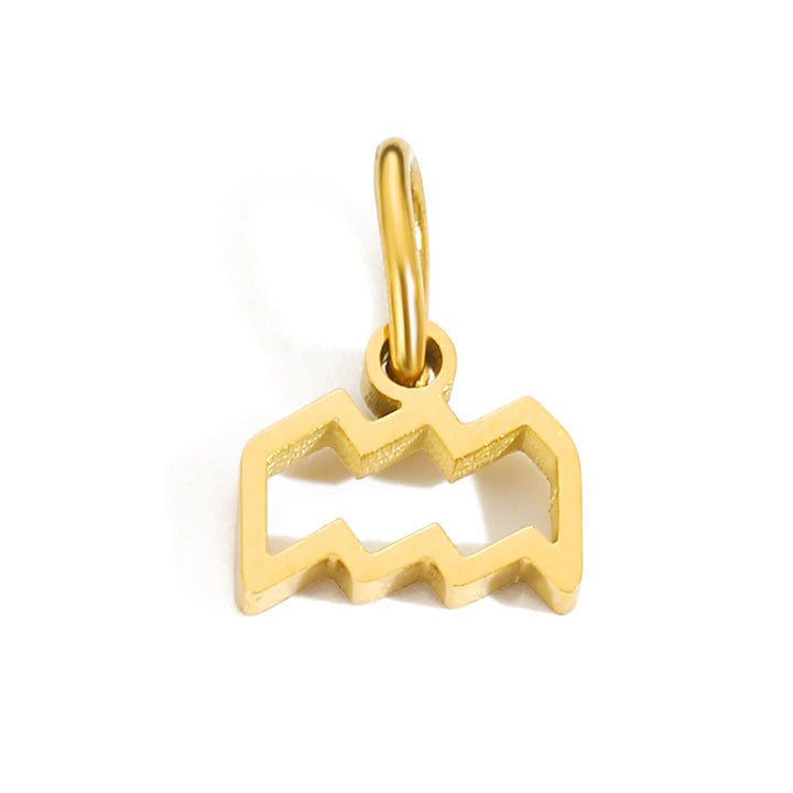 Charm signe Verseau en acier inoxydable plaqué or 14K – bijou astrologique