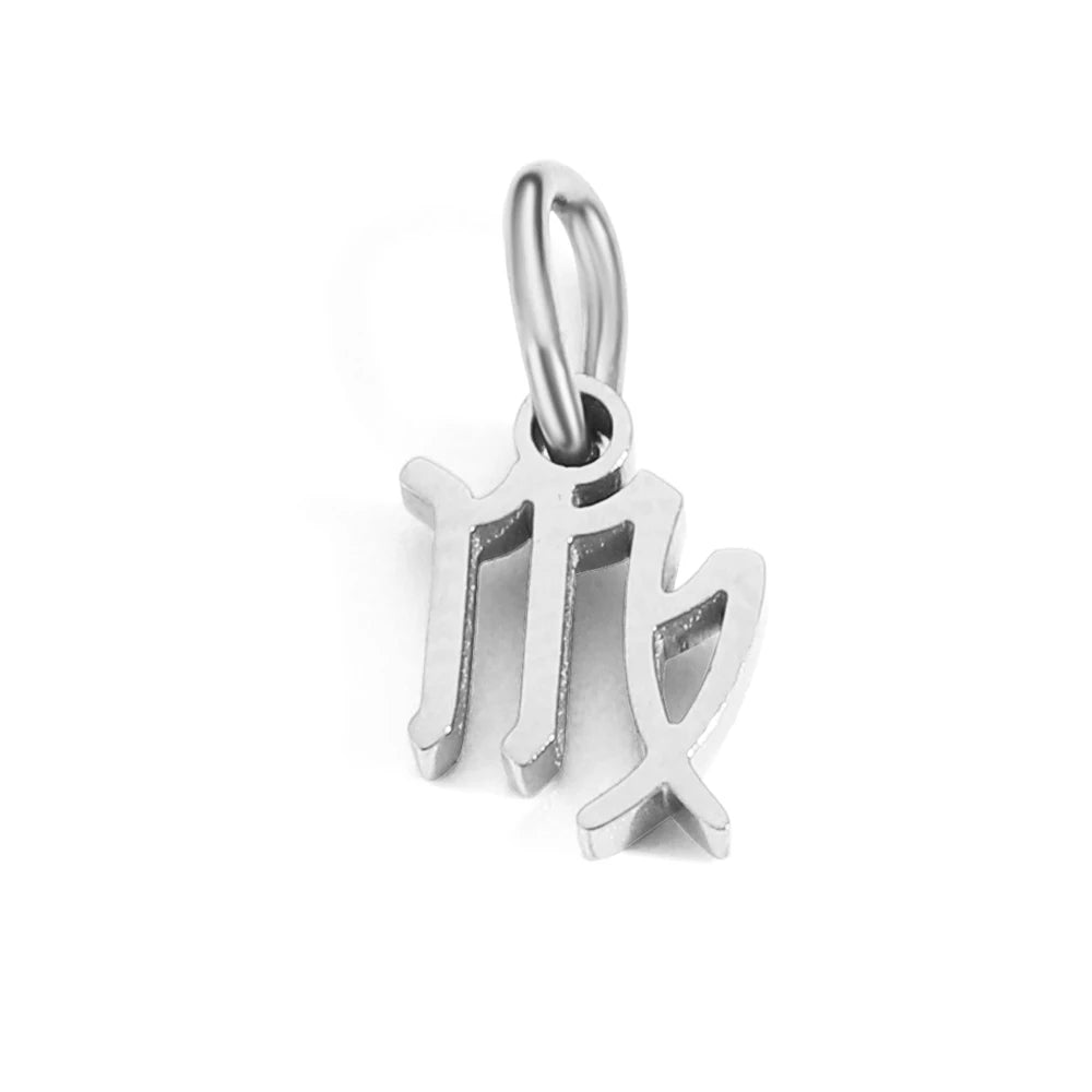 Charm signe Vierge en acier inoxydable argent – pendentif zodiac