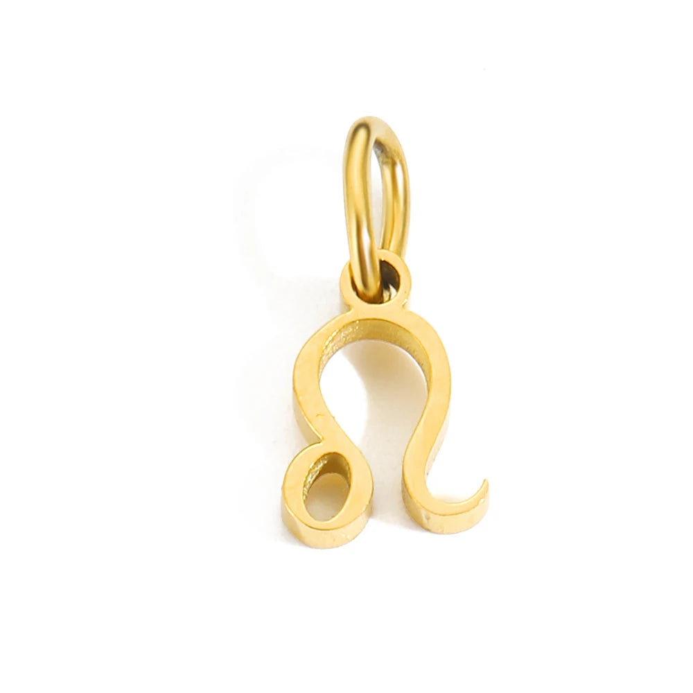 Charm signe Lion en acier inoxydable plaqué or 14K – bijou astrologique raffiné